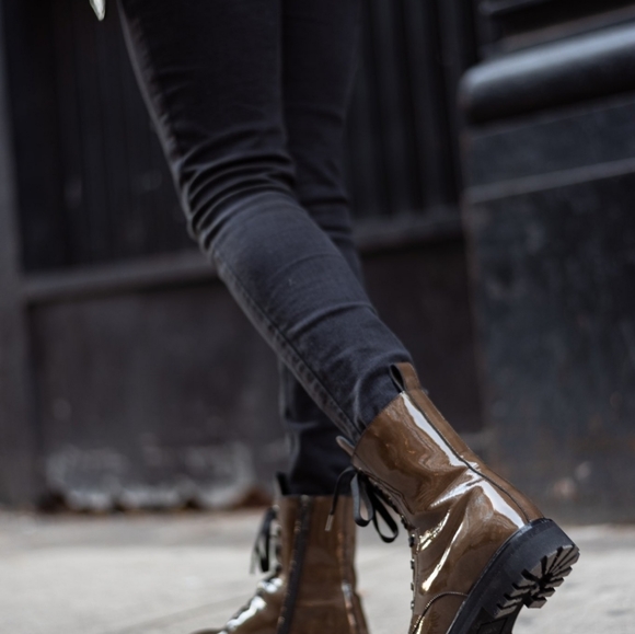 Thursday Boot Co. Olive Combat Boot in Patent Leather 10 S212 - Picture 2 of 8